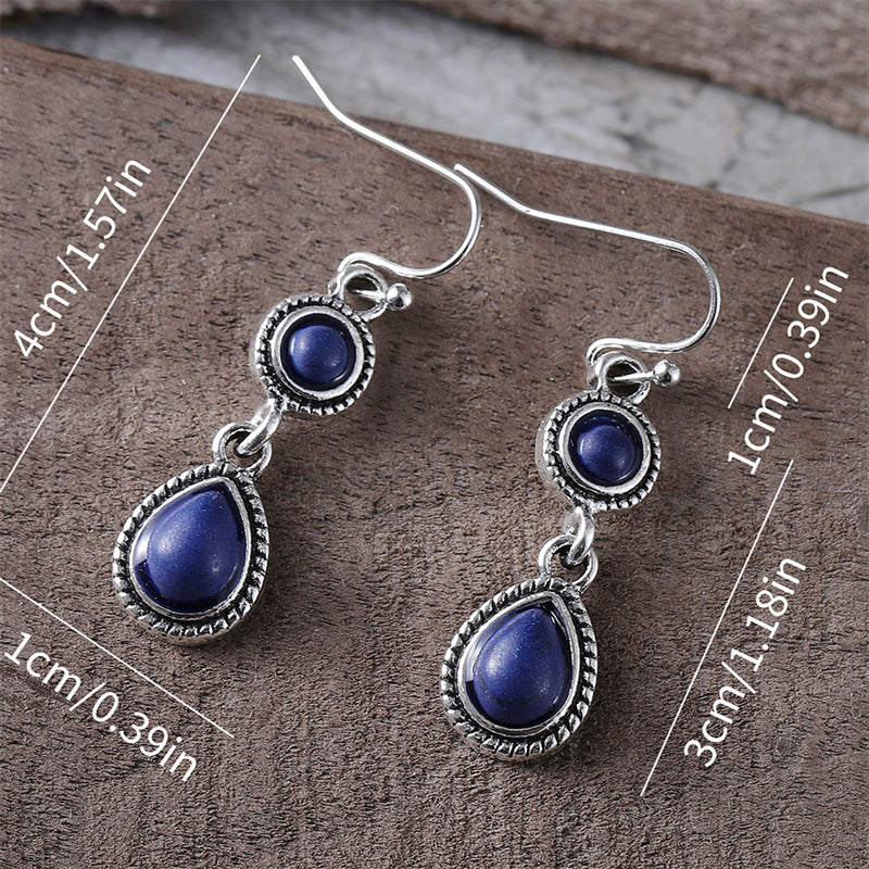Retro Ethnic-Style Floral Waterdrop-Shaped Alloy Earrings