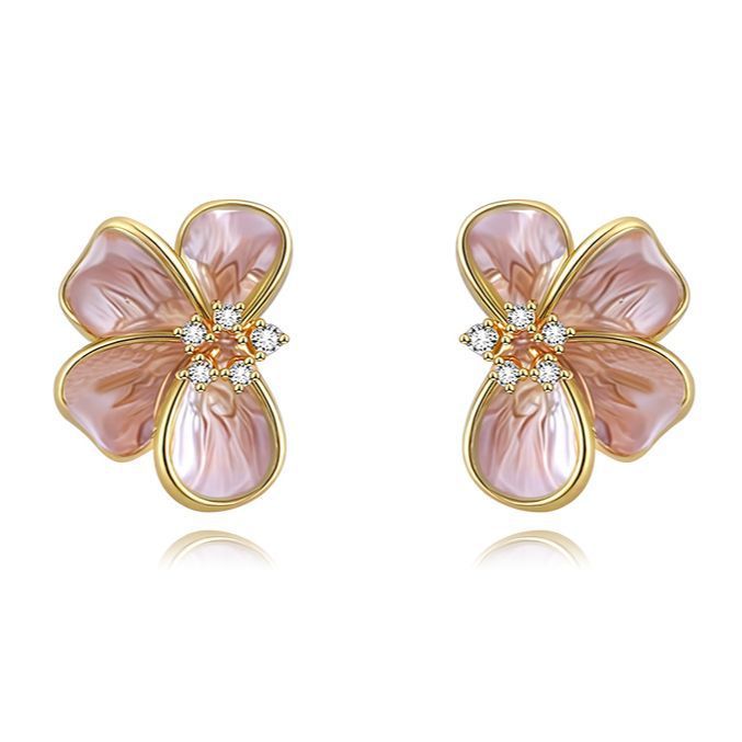 S925 Sterling Silver Needle Unique Drop-Glaze Flower Earrings For Women