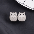 Oval cat head waist buckle-silver-alloy-1 pair