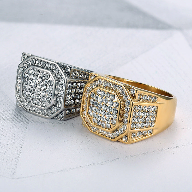 Full-Crystal Luxury Hip-Hop Men's Ring