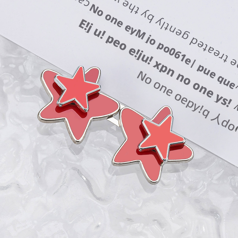 Double-layer star waist buckle-pink-alloy-1 pair