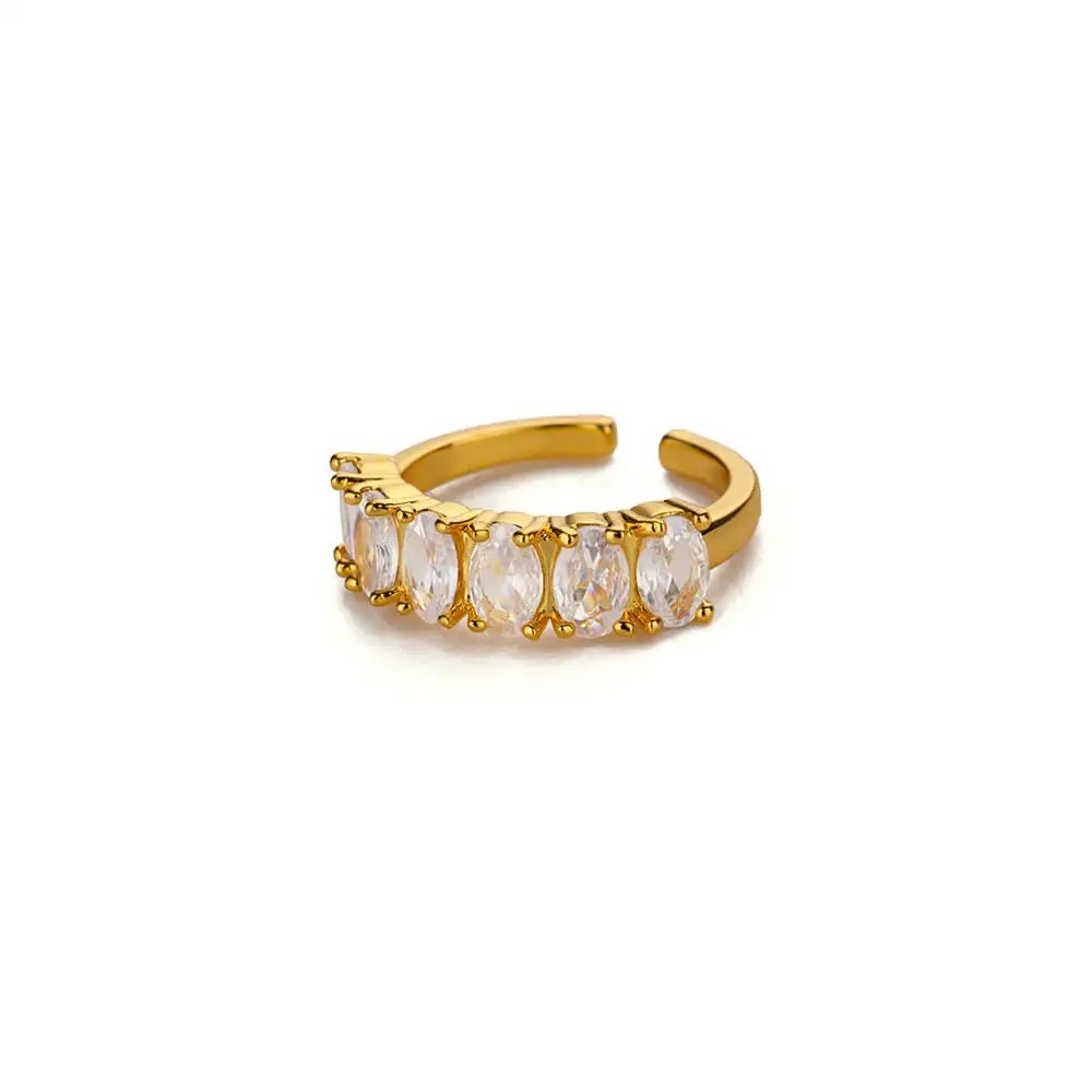 18 Karat vergoldeter Ring, ausgefallen und einzigartig, mit Diamantbesatz