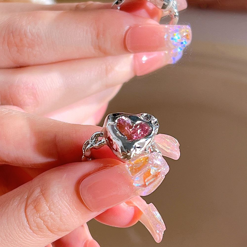 Einzigartiger Herz Dorn Katzenaugen Zirkon Ring für Damen, Süßer Kühler Fashion Vielseitiger Band