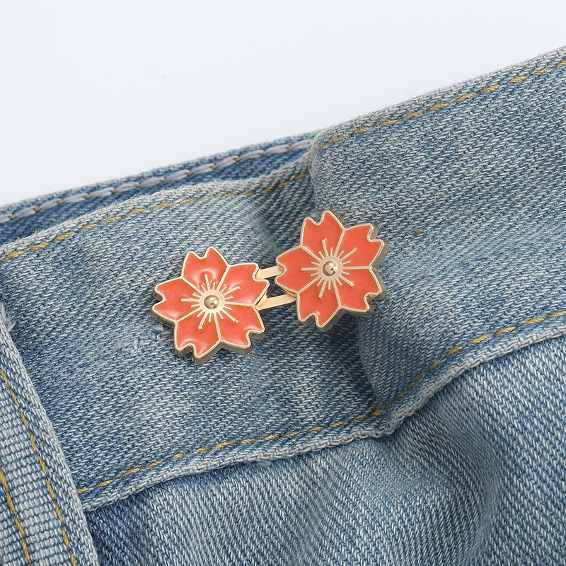 Cherry Blossom waist buckle-Orange-Alloy-1 pair