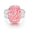 Luxury Heavy Craftsmanship Simulated Diamond Ring, Large Carat Ice Flower Cut Elongated Cushion High Carbon Diamond Ring For Women