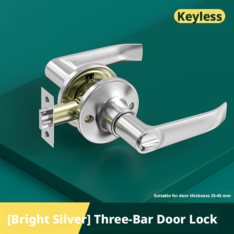 Three-bar door handle-elegant black-Adaptable door thickness 25-45-No key-One set
