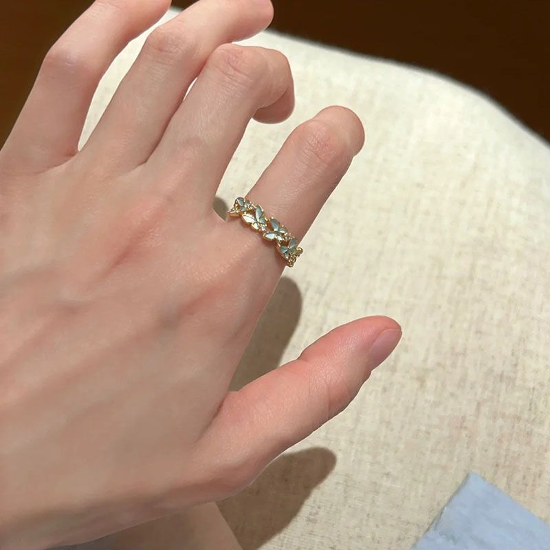 Süßer 3D-Schmetterlingsring für Damen, zarte Emaille-Farbe, niedlicher verstellbarer Ring, INS-Stil Nischen-Zeigefingerring