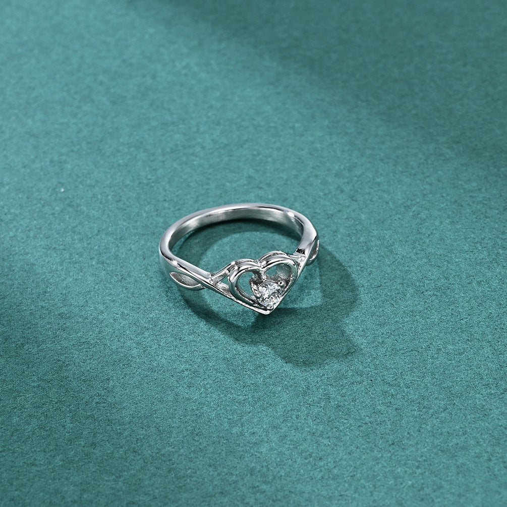 INS Fashion Women's Heart-shaped Clip-in Cast Ring