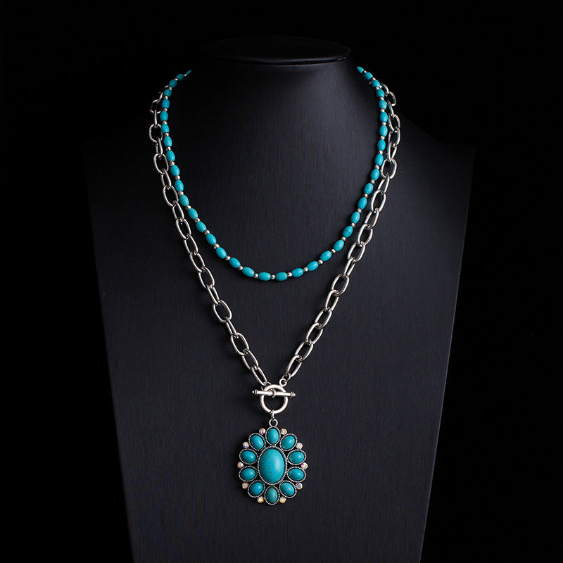 Fashionable Retro Ethnic Style Turquoise Necklace