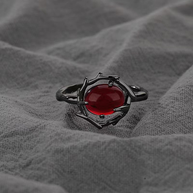 Dunkler, minimalistischer, trendiger Ring für Herren & Damen, INS Nischen-Design, verstellbarer High-End-Zeigefingerring