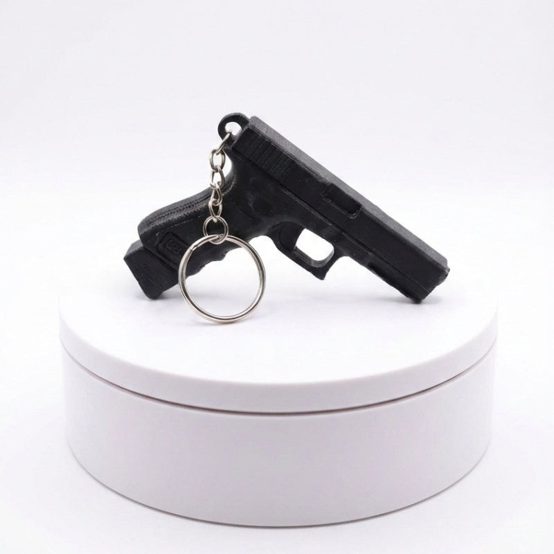 Pistol Keychain Modern Minimalist Style 3D Printed