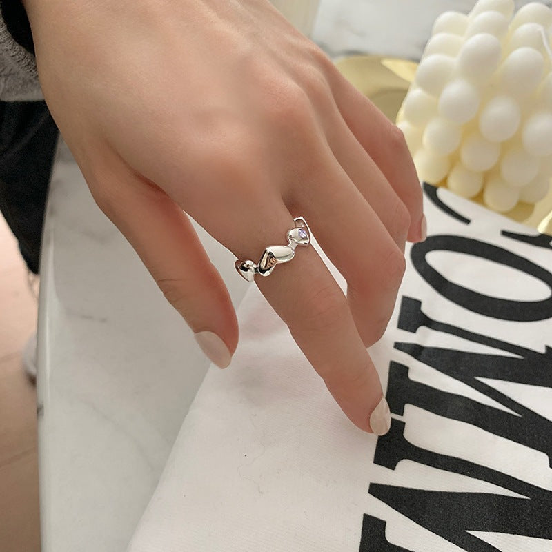 Sweet Heart Stapelbarer Ring für Frauen, Unregelmäßiger Einzigartiger Herzform Verstellbarer Offener Fingerring, Trendiger Waldstil Boho Zeigefingerring Geschenk