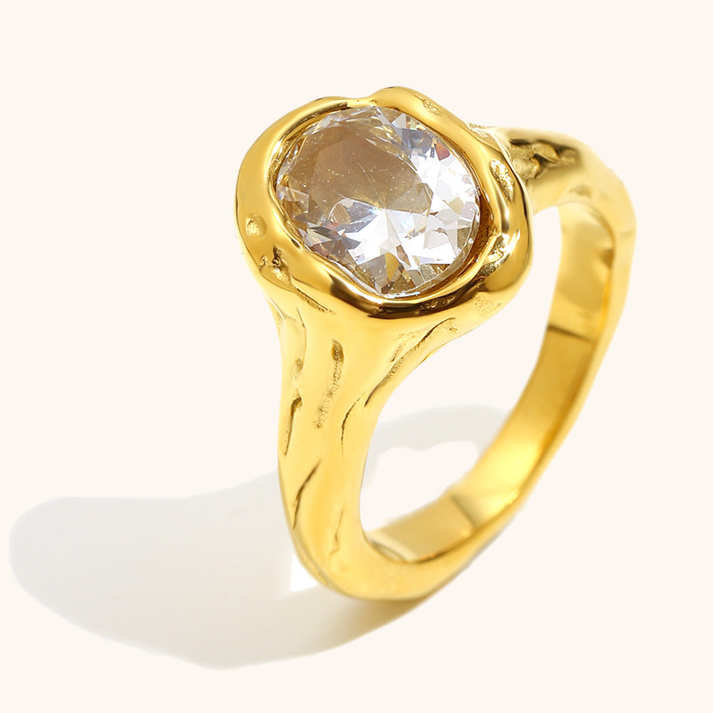 Edelstahl 18K Vergoldeter Hohler Taubenei-Zirkon-Ring für Damen Leichter Luxus