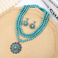 Western-style Loose Turquoise Bead Necklace With Electroplating