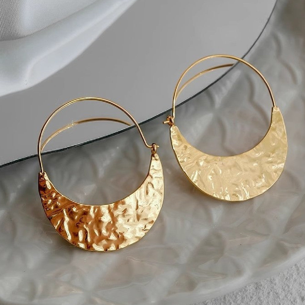 Women's Personalized 18k Gold-Plated Fan-Shaped Earrings