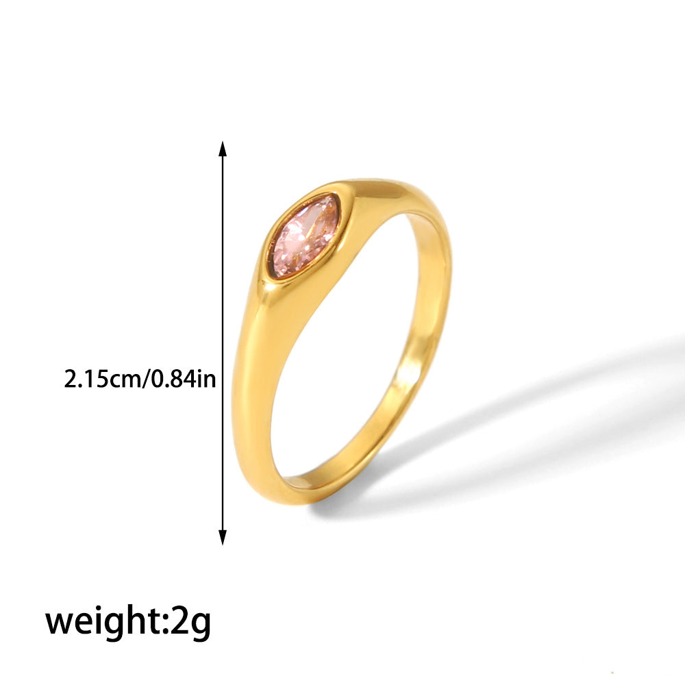 Retro 18K Gold Edelstahlring mit Zirkon-Einlagen