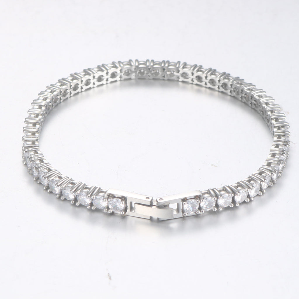 Mens And Womens Brick-link Diamond-encrusted Stainless Steel