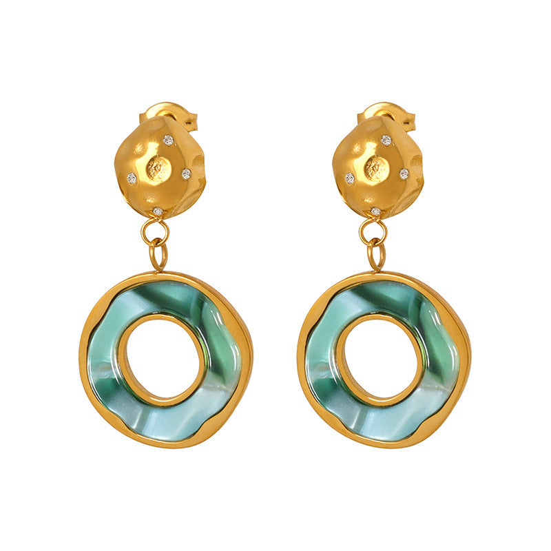 Chinese-style Imperial Court Inspired Versatile Emerald-zircon Earrings
