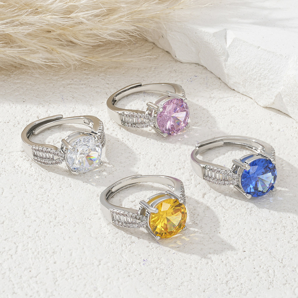Women's Open Ring With Colorful Zircon