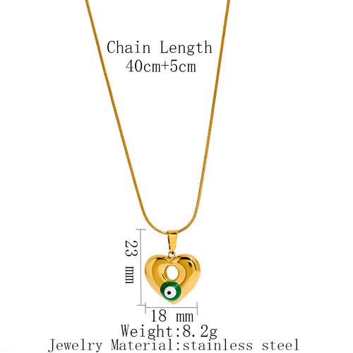 Stainless Steel Geometric Demon Eye Oil-dripping Pendant Necklace