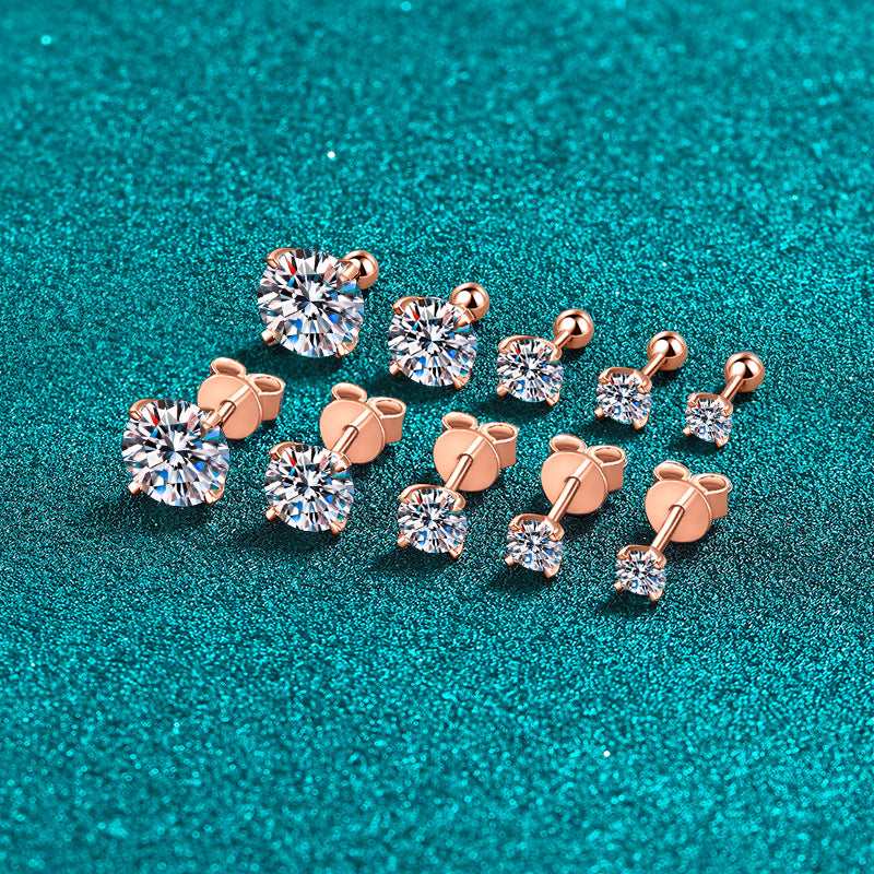 S925 Sterling Silver Four-Claw Champagne Gold Earrings