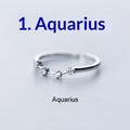 Zircon Silver-Plated Twelve Zodiac Signs Adjustable Open Ring