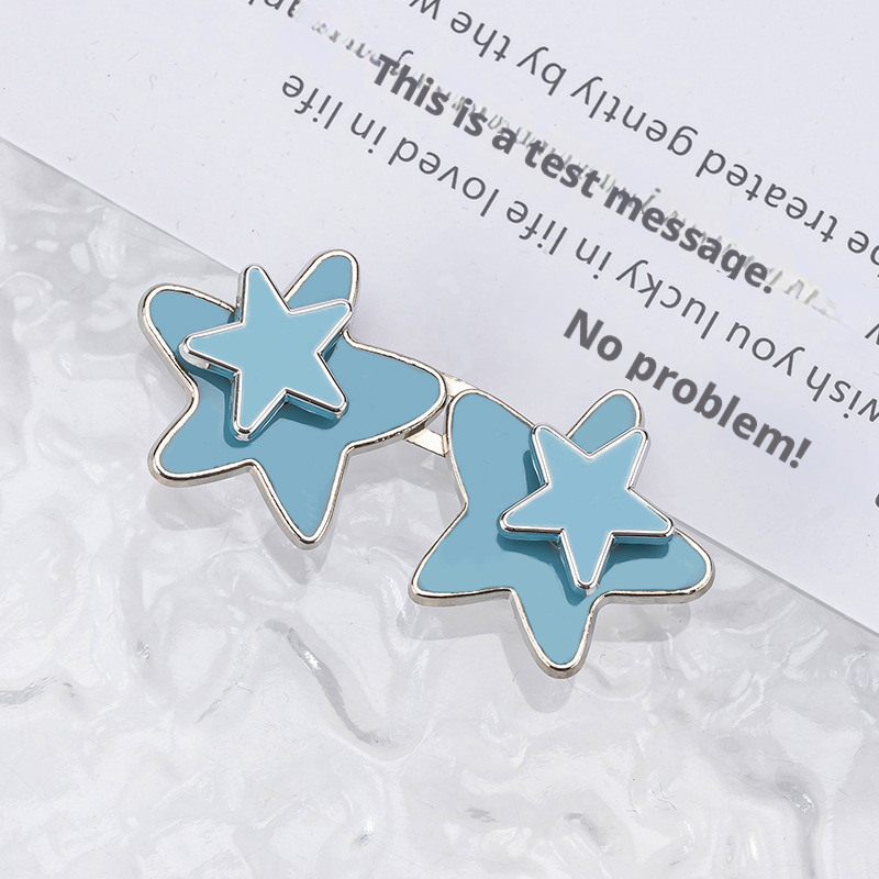 Double-layer star waist buckle-pink-alloy-1 pair