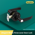 Three-bar door handle-elegant black-Adaptable door thickness 25-45-No key-One set