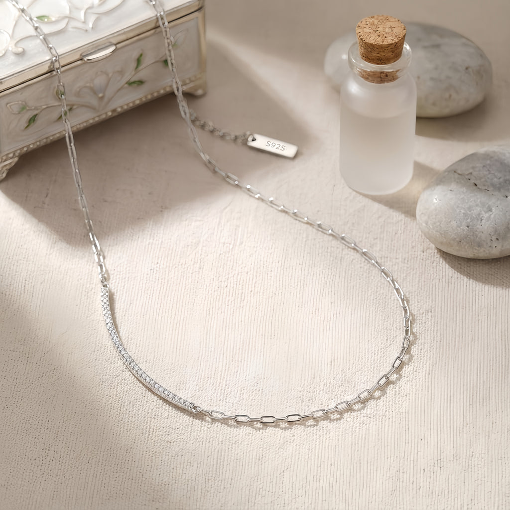 925 Sterling Silver Elegant Minimalist  Chain Necklace with Delicate Pendant Charm