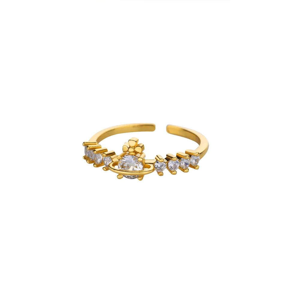18 Karat vergoldeter Ring, ausgefallen und einzigartig, mit Diamantbesatz