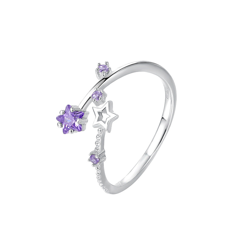Star Girl Sterling Silver Niche All-Match Adjustable Ring