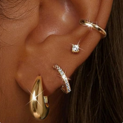 18K Massivgold-Kupferohrringe mit Zirkonia-Fassung