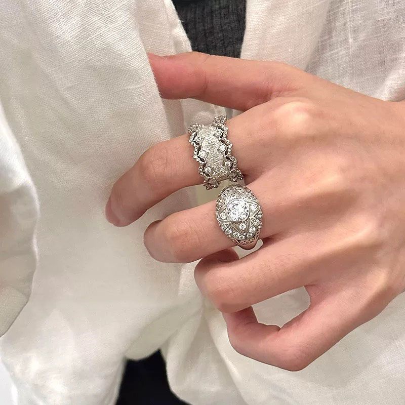 Vintage Starburst Ring For Women, Luxury Unique High-End Elegant Index Finger Band