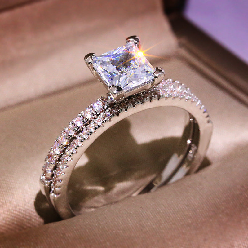 Beliebter weißer Zirkon-Ring-Set Schmuckring