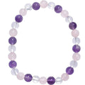 6mm Mixed-Color Stone Bead Elastic Bracelet For Women