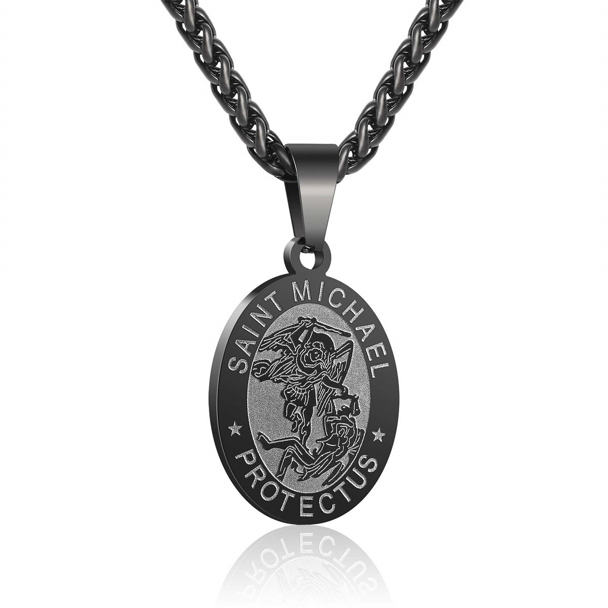 Double-Sided Portrait Medal Cross Stainless Steel Pendant Necklace For Men And Women