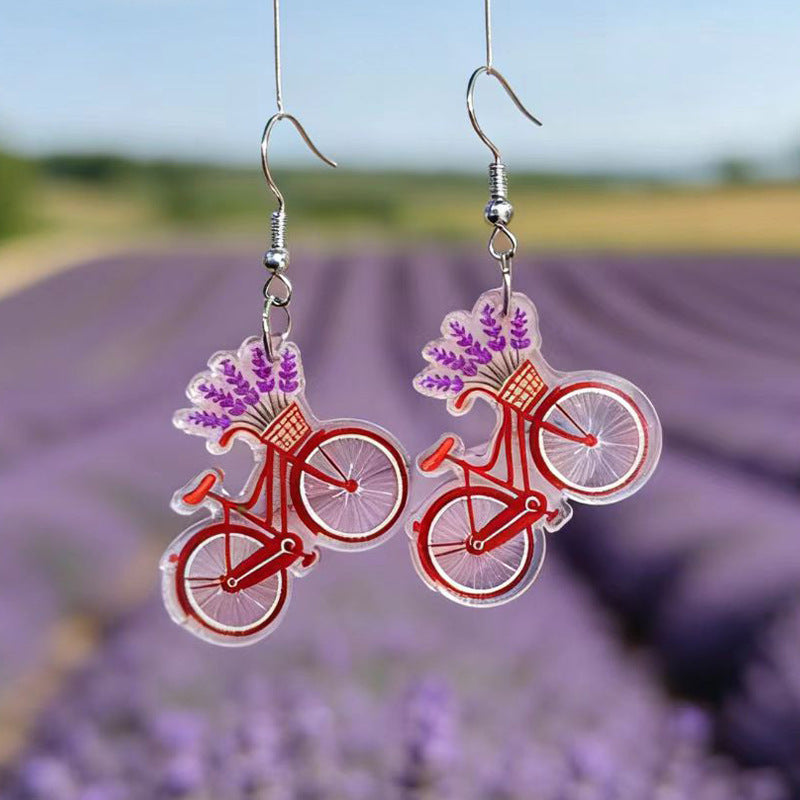 Neue Rosen Sonnenblumen Tulpen Fahrrad Ohrringe
