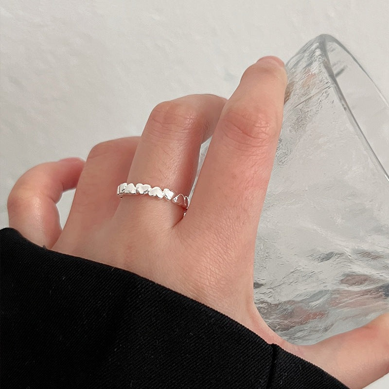 Sweet Heart Stackable Ring For Women, Irregular Unique Heart Shape Adjustable Open Finger Ring, Trendy Forest Style Boho Index Ring Gift