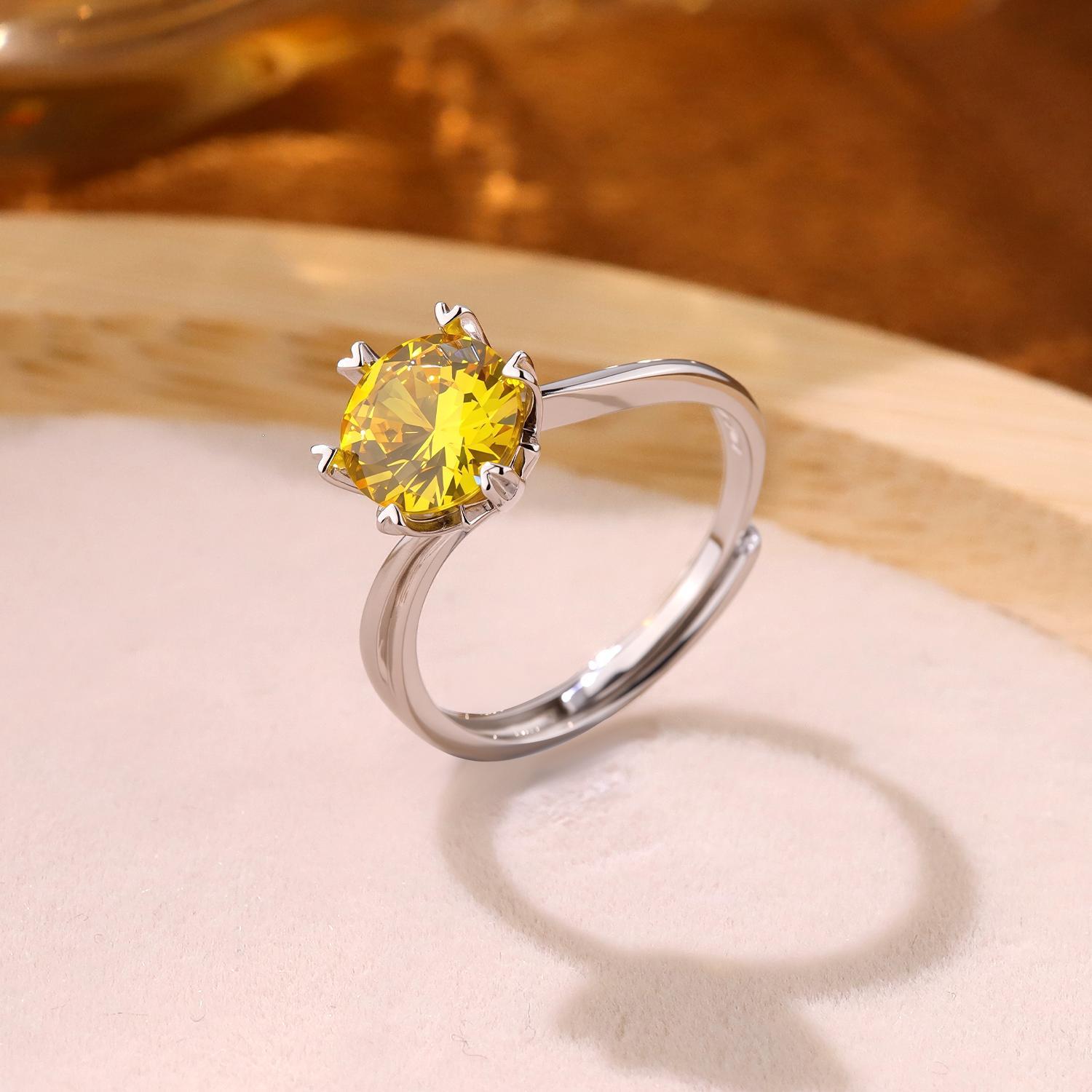 Schlichter und vielseitiger 2-Karat Designer Ring mit sechs Krallen und gedrehter Fassung für Damen