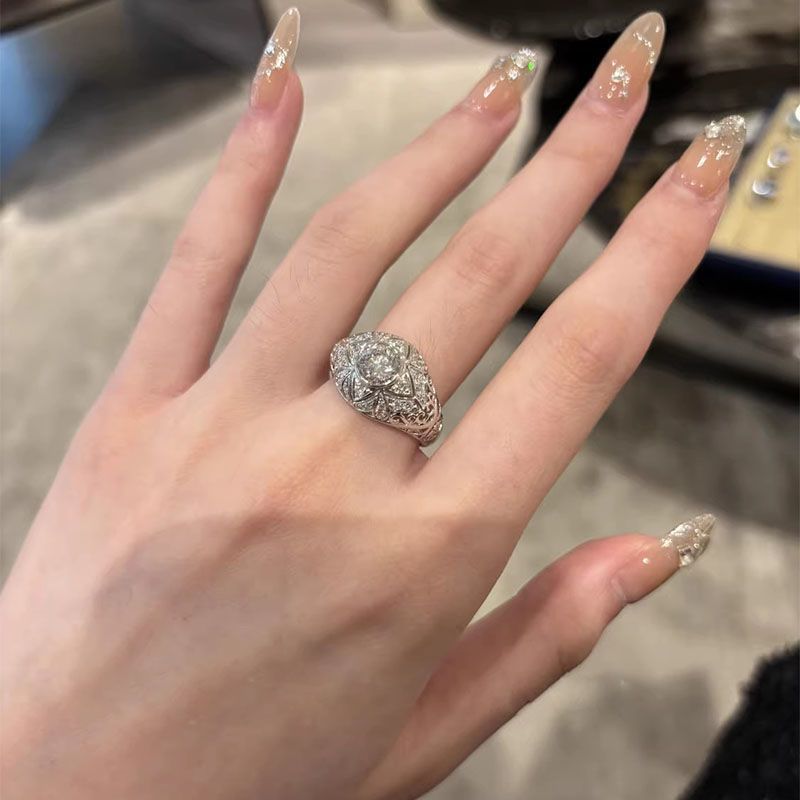 Vintage Starburst Ring For Women, Luxury Unique High-End Elegant Index Finger Band