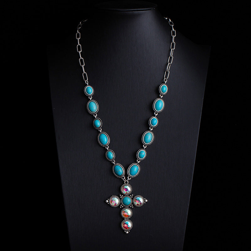 Fashionable Retro Ethnic Style Turquoise Necklace