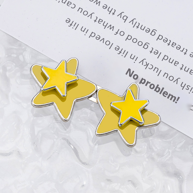 Double-layer star waist buckle-pink-alloy-1 pair