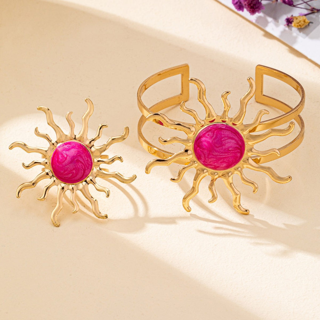 Elegant And Stylish Sunflower Bracelet And Ring Jewelry Set For Women