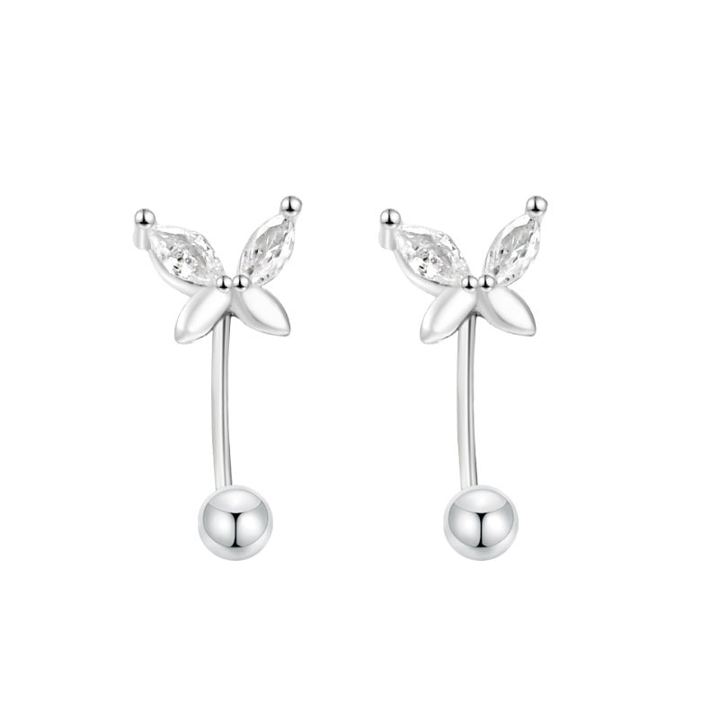Ohrstecker S999 Sterling-Silber Schmetterling für Damen, minimalistisches Design, Tragus-Piercing mit Schraubverschluss, zierlicher und eleganter Schraubverschluss
