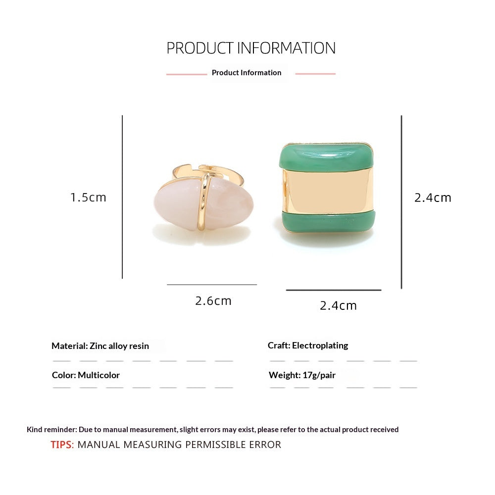 Fashionable Contrasting Color Geometric Resin Ring