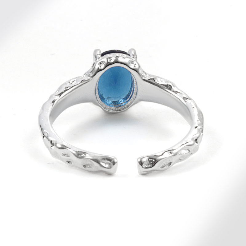 Women's Blue Zircon Fashionable All-Match Open Ring