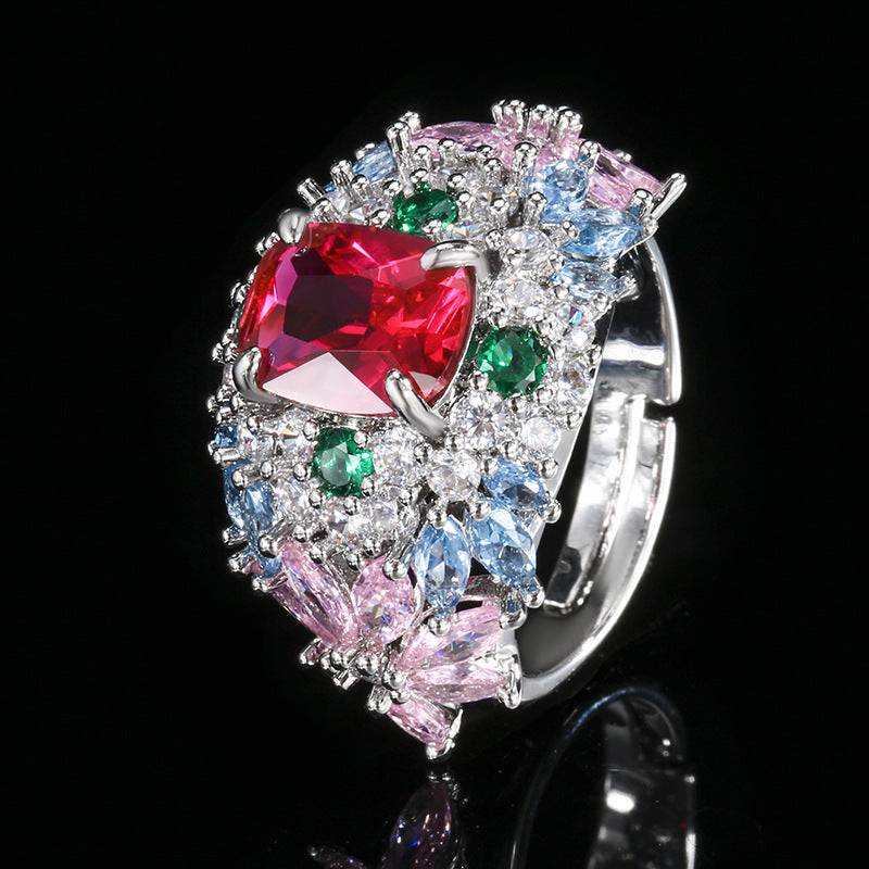 New Fashion Gemstone Ring, European & American Style, High-End, Versatile & Light Luxury For Women