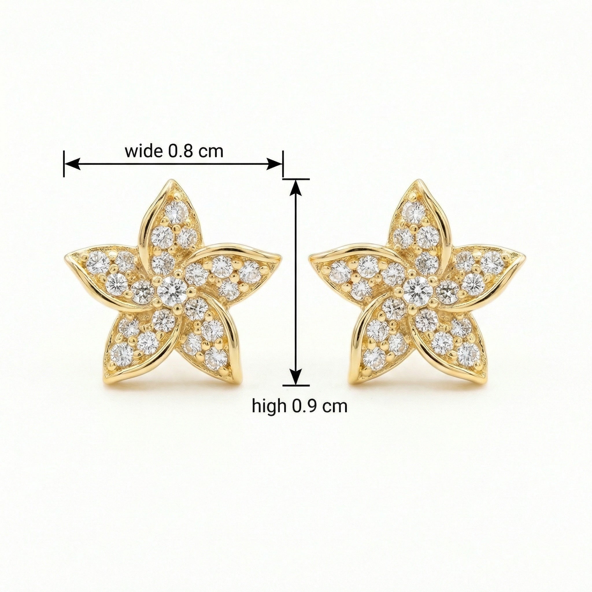 925 Sterling Silver Sparkling Floral Diamond Stud Earrings with Polished Finish