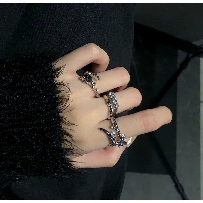 INS Minimalist Irregular Gradient Gem Ring, High-End Niche Design For Women