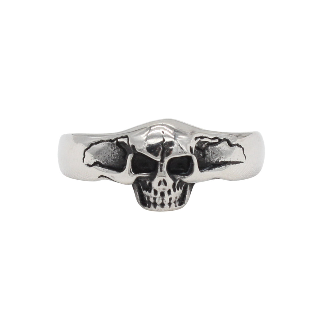 Europäischer und amerikanischer personalisierter Vintage-Totenkopf-Ring aus Titanstahl